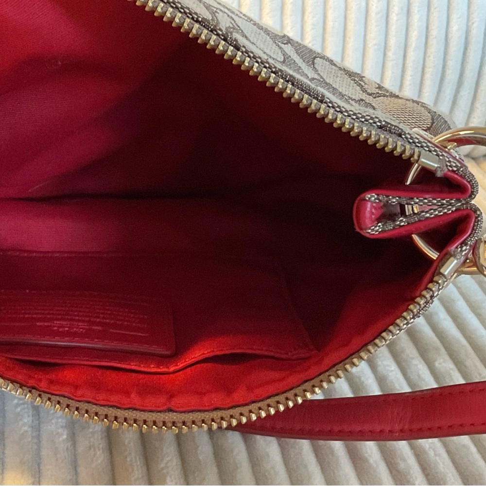 Authentic COACH Signature Crossbody Bag New tag Khaki/Red - Picture 9 of 14